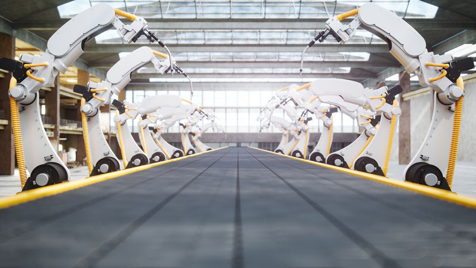 robots on an assembly line