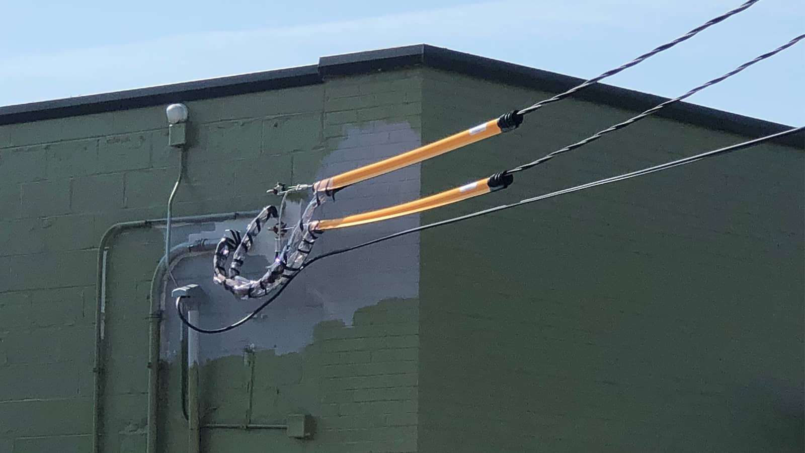 power lines connected to a building