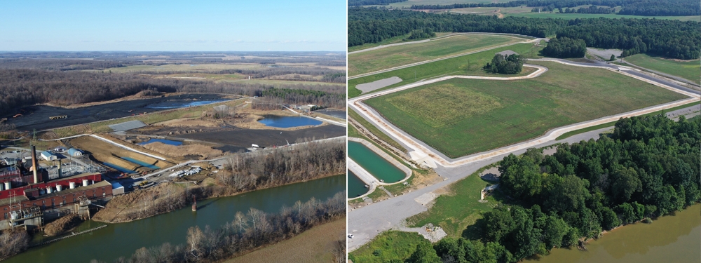 Green River - aerial views of ash pond being closed