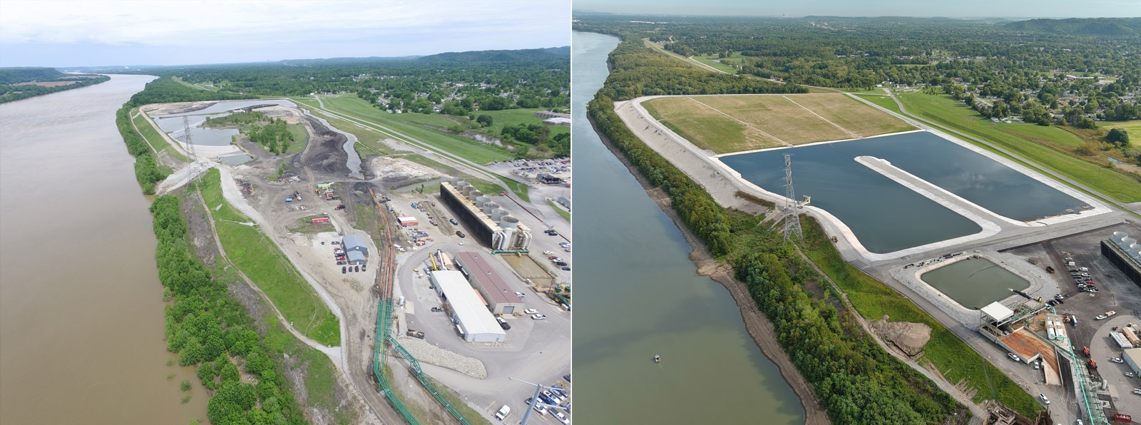 before and after aerial photos of Mill Creek