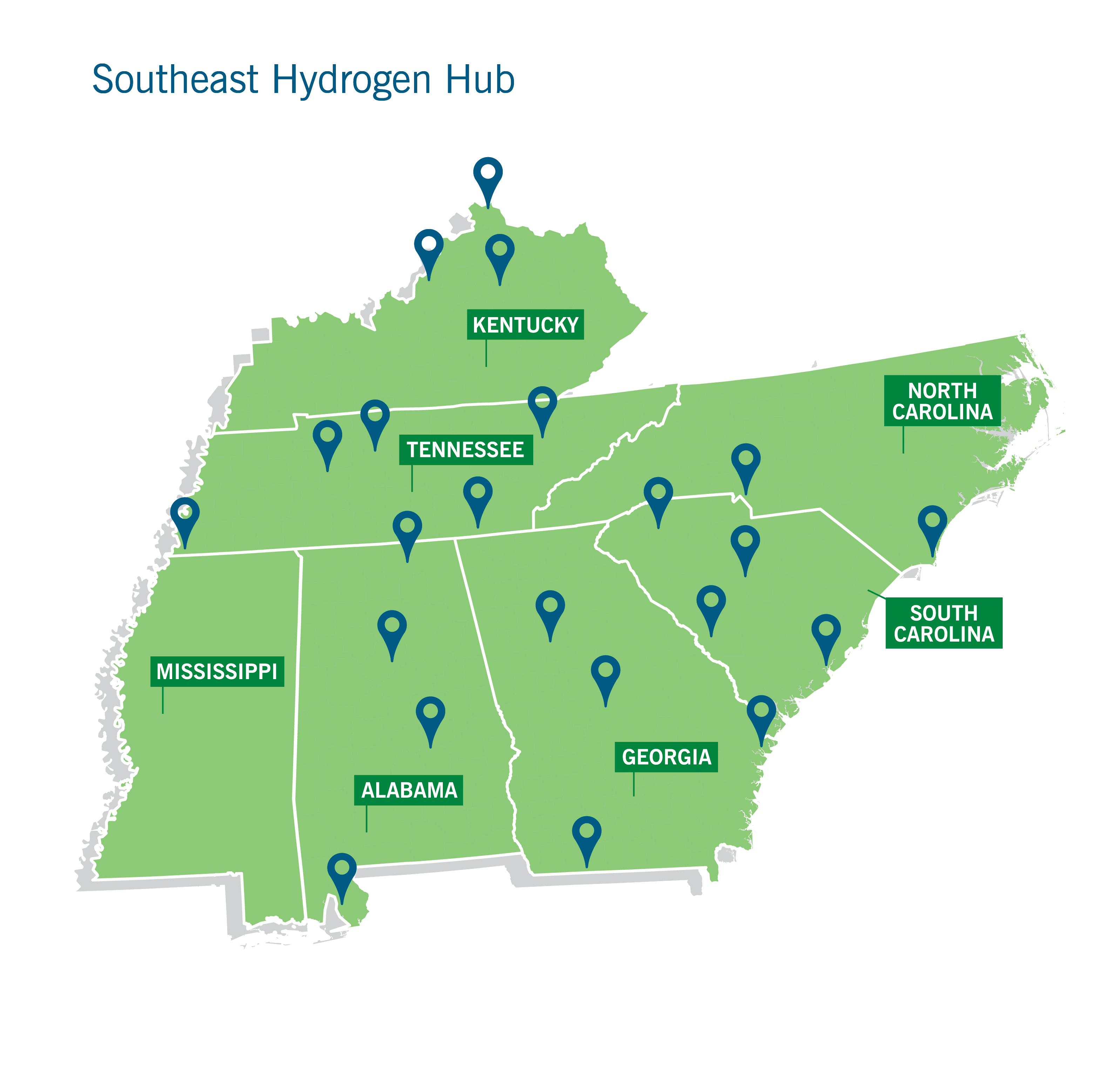 map of Southeast Hydrogen Hub