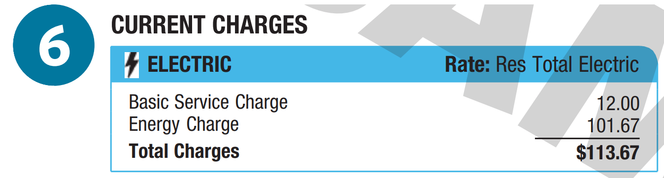 current charges section of a bill