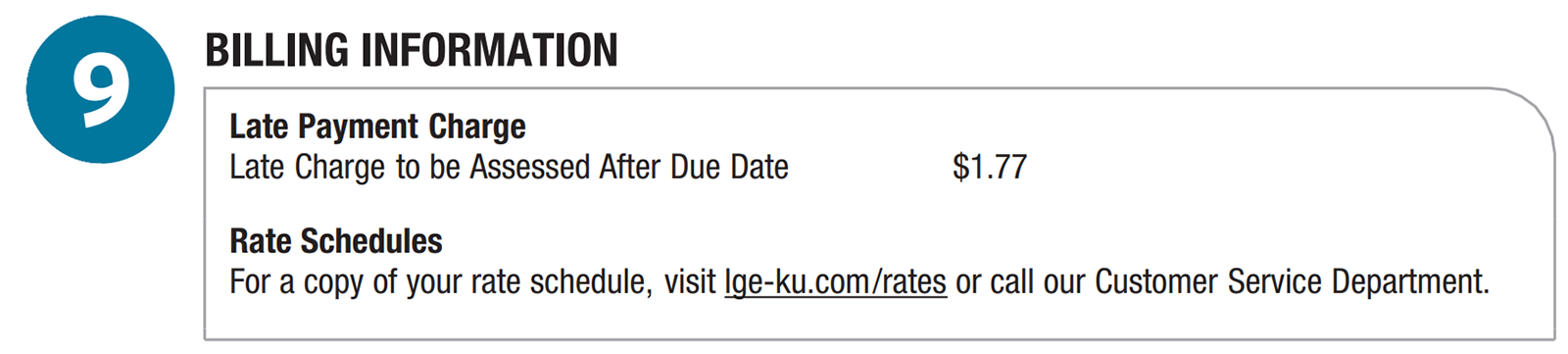 billing information section of a bill
