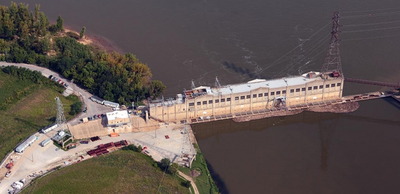 Aerial view of Ohio Falls Generating Station