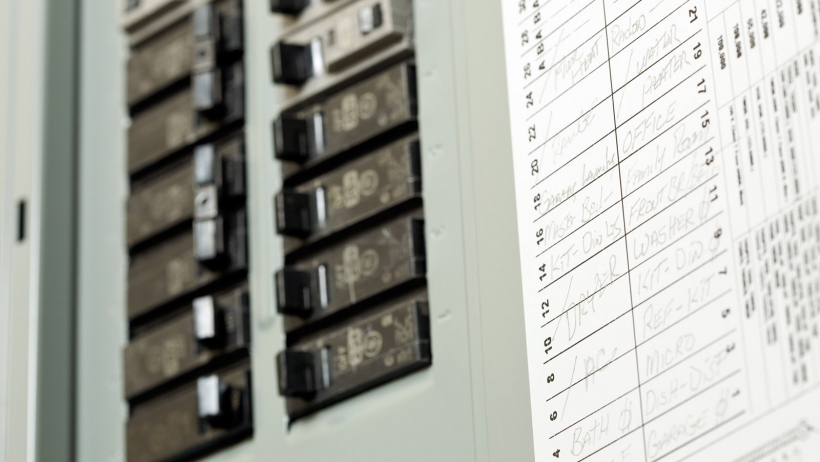 closeup of electric breaker box
