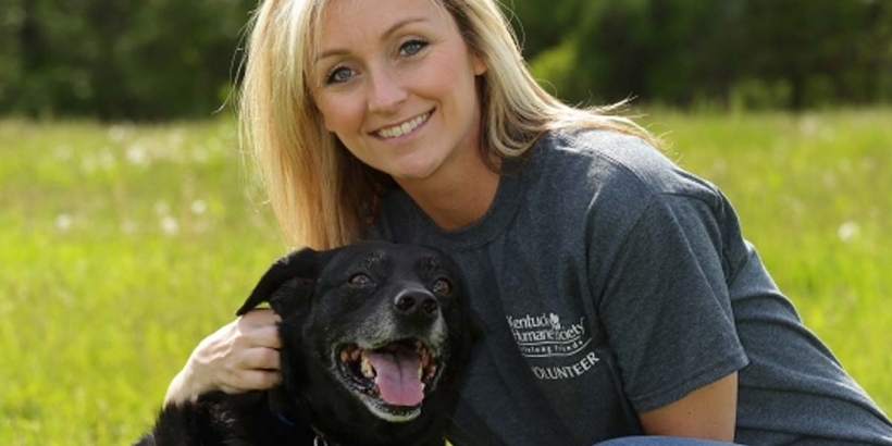 photo of Julie Weihe and black dog