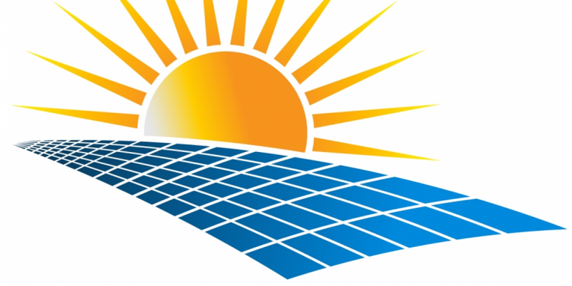 graphic of sun above solar panels