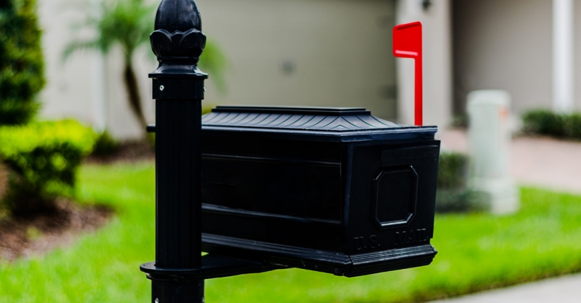 Mailbox with the flag up