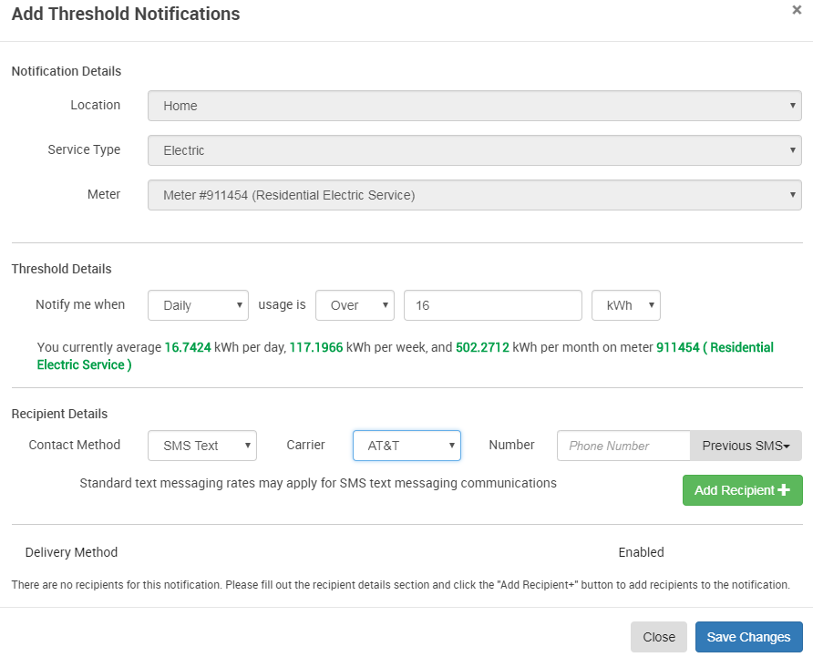Add threshold Notifications