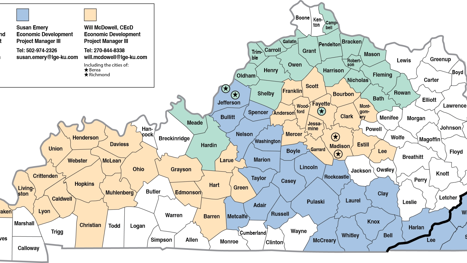 Economic Development Managers County Map