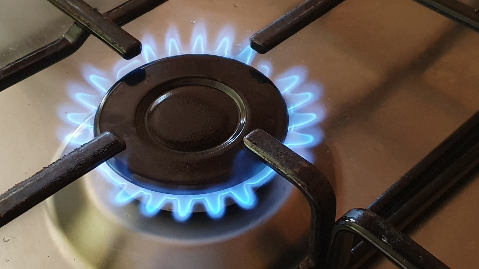 lit burner on gas stove