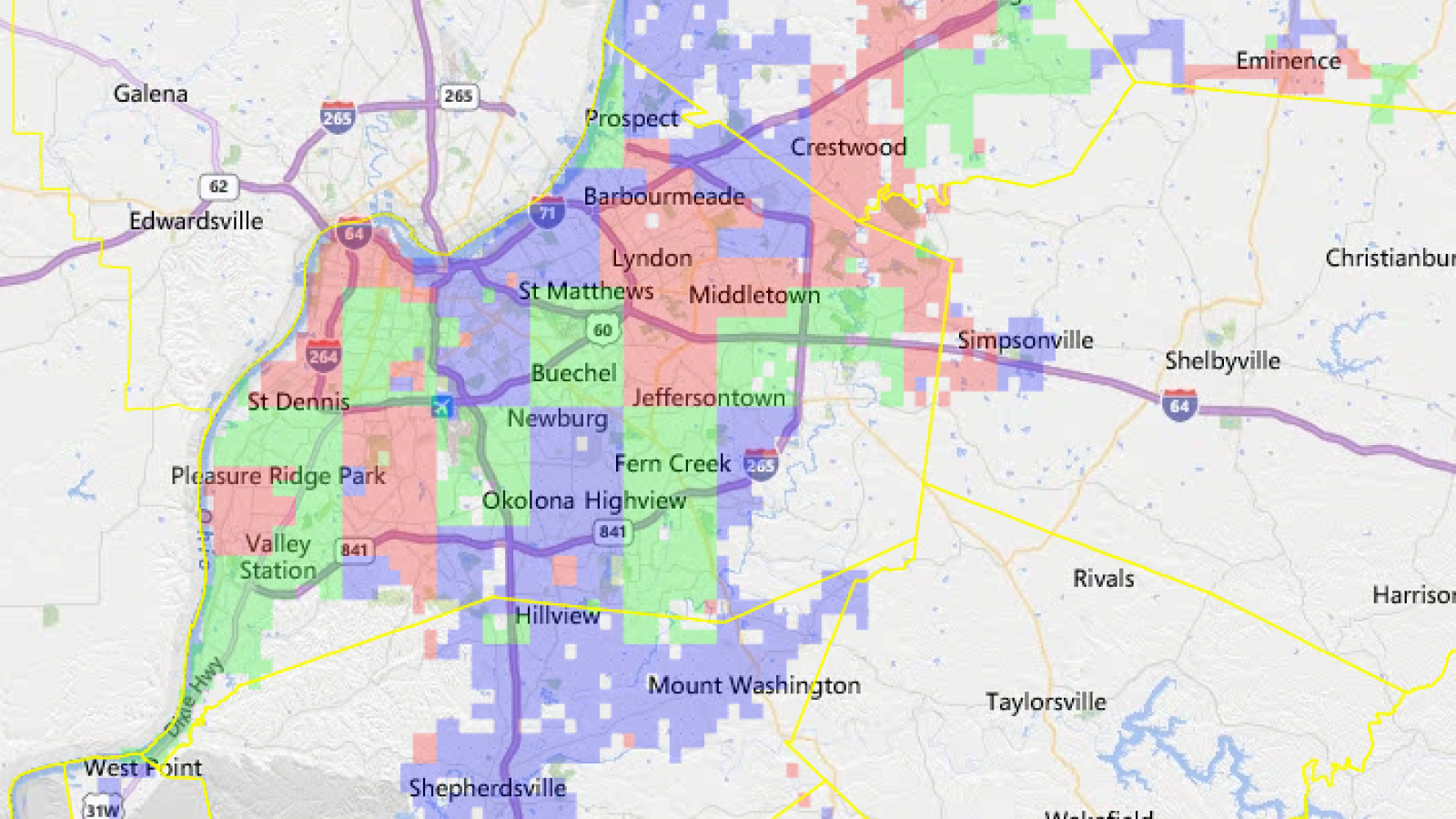 map view of gas survey area