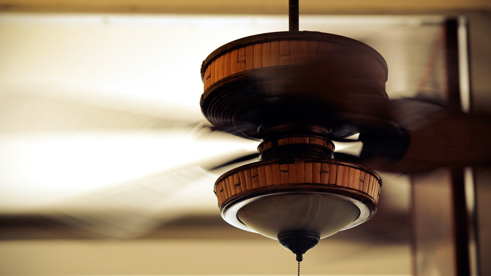 a ceiling fan with the motor on