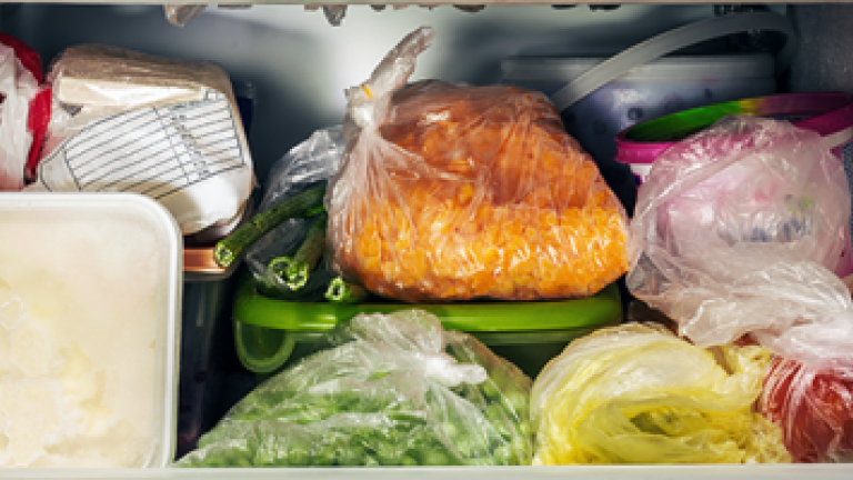 food in a freezer