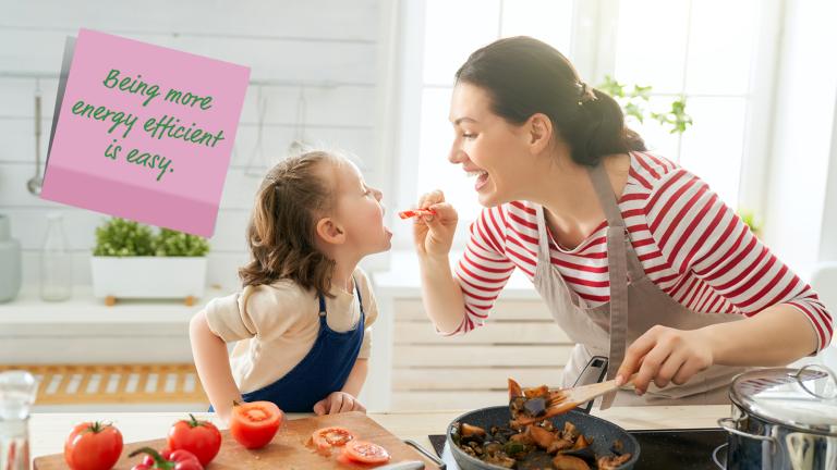 mom and daughter cooking