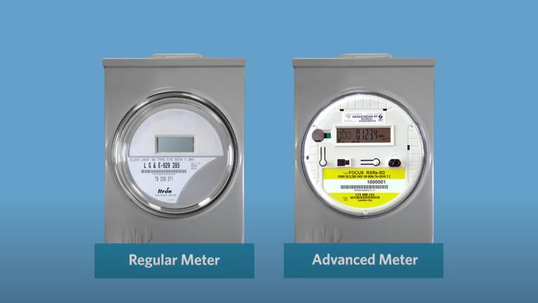 A regular meter next to an advanced meter