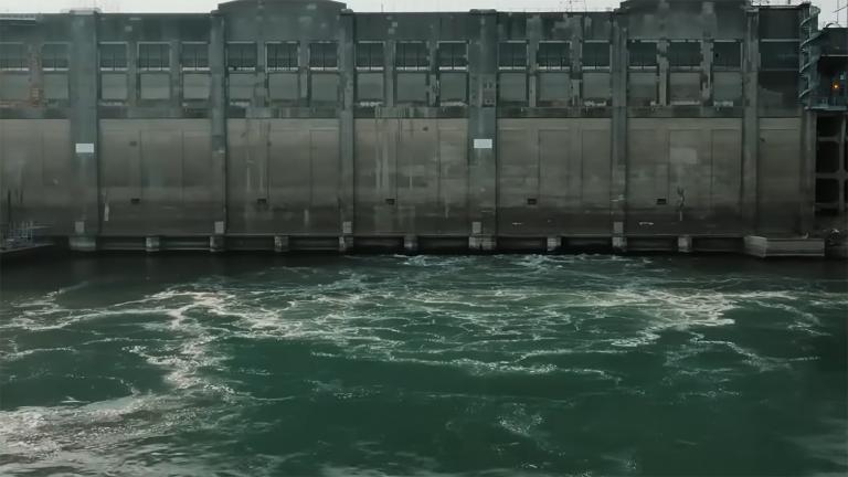 external view of Ohio Falls hydro power plant
