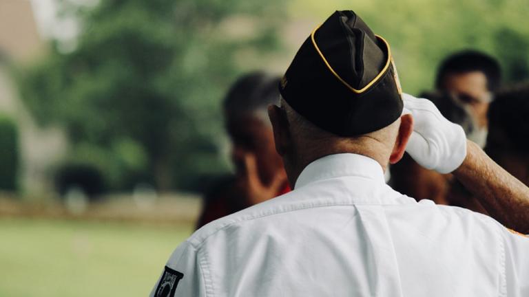 military veteran saluting