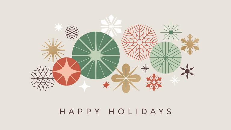 post card that reads 'Happy Holidays'