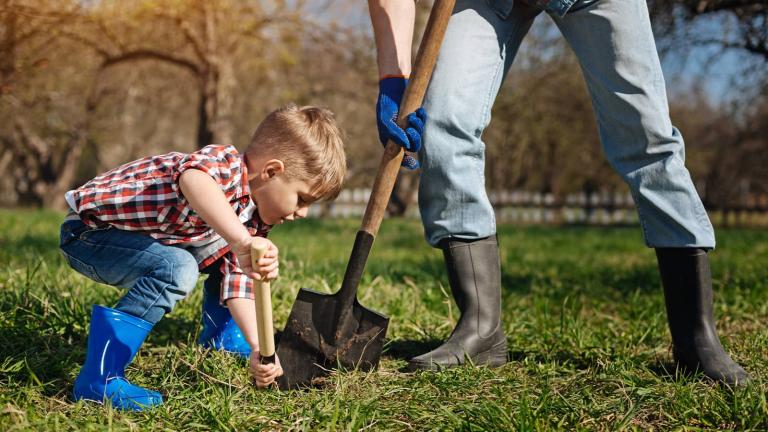 boy digging a hole
