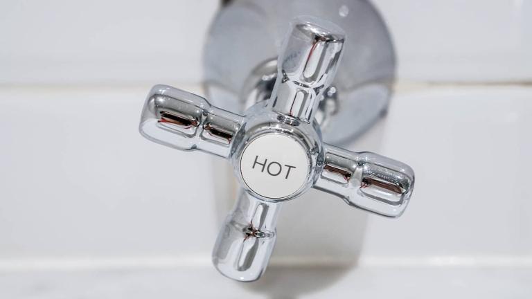 close up of a bathtub faucet