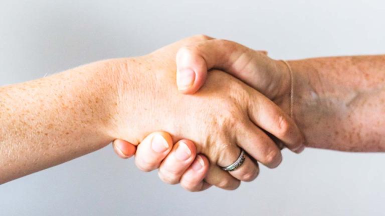 Two people shaking hands