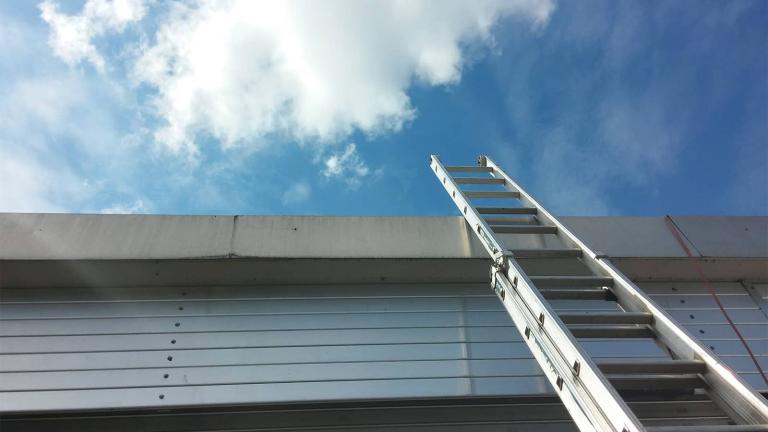 ladder leaning against a building