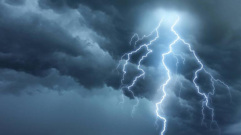 lightning bolt in storm clouds