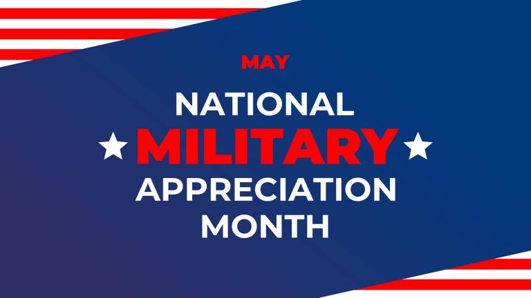 graphic reading May National Military Appreciation Month