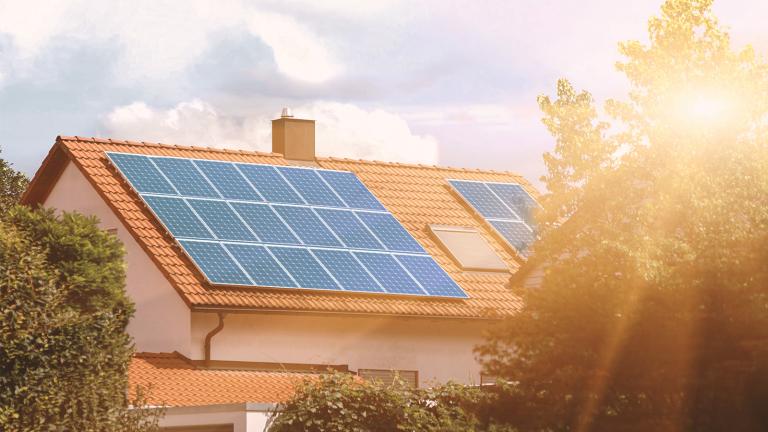 solar panels on a residential roof