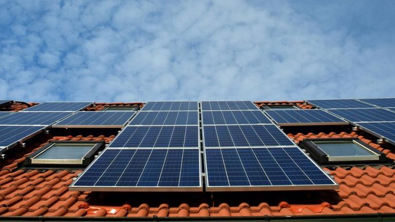Solar panels on roof