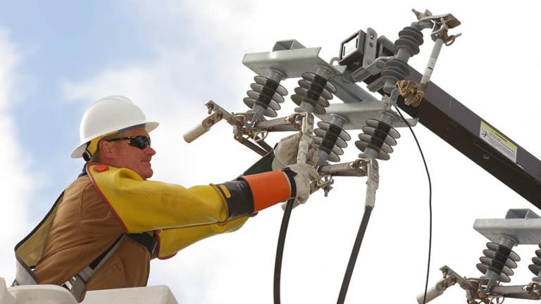 Lineman working on the line