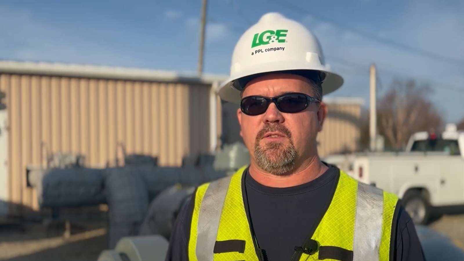 Gas employee wearing hard hat
