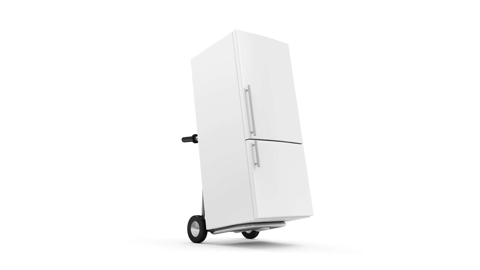a refrigerator on a dolly