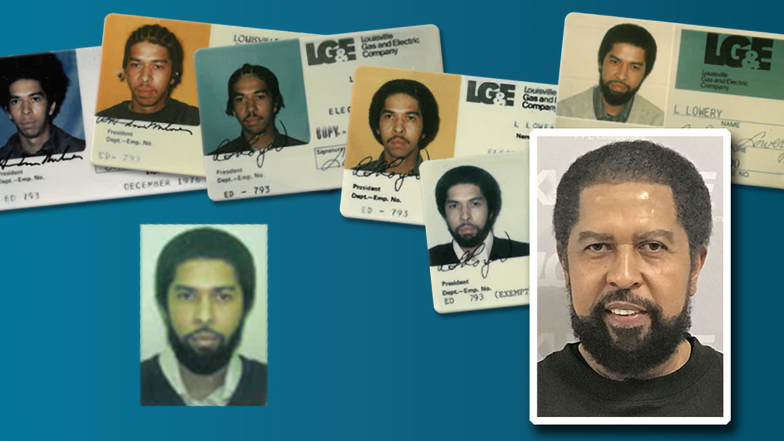 Ladon Lowery ID badges over the years