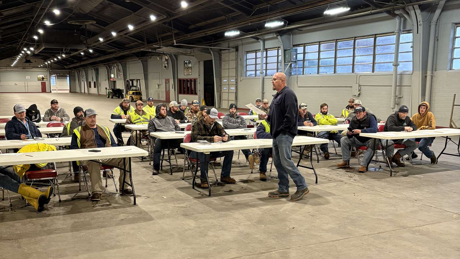 safety meeting in staging area