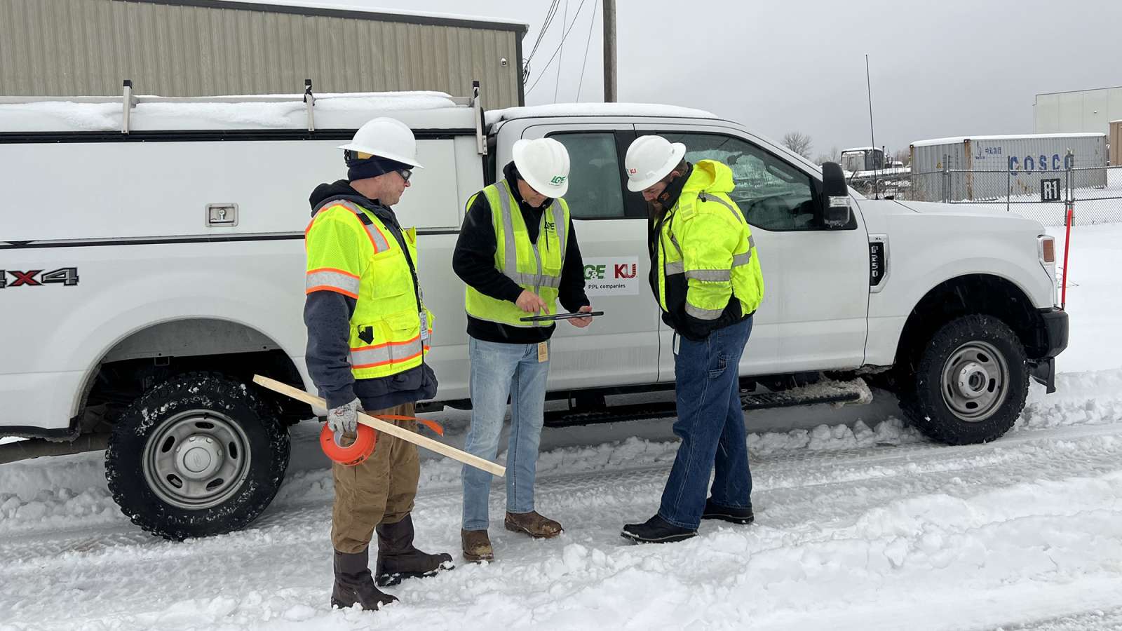employees at a truck