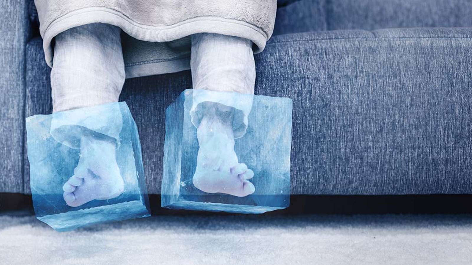 Feet in ice cubes