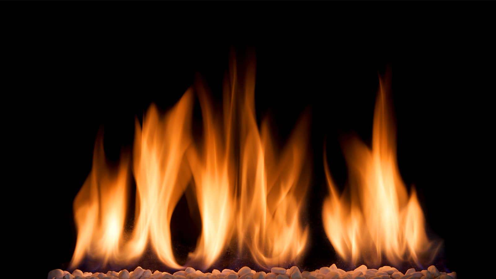 closeup of a gas fireplace