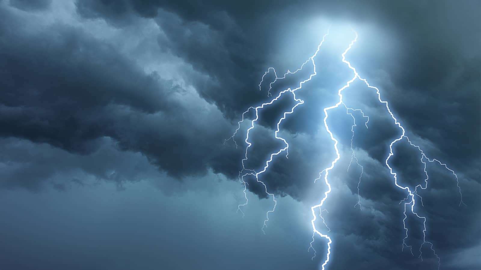 lightning bolt in storm clouds