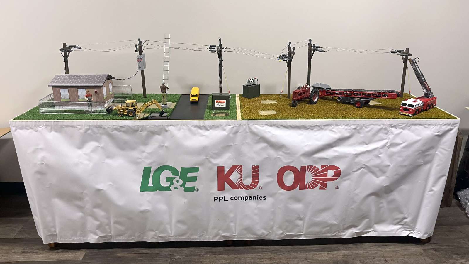 a table with a mini city on top