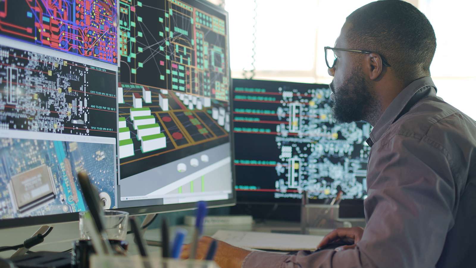 person looking at computer monitor