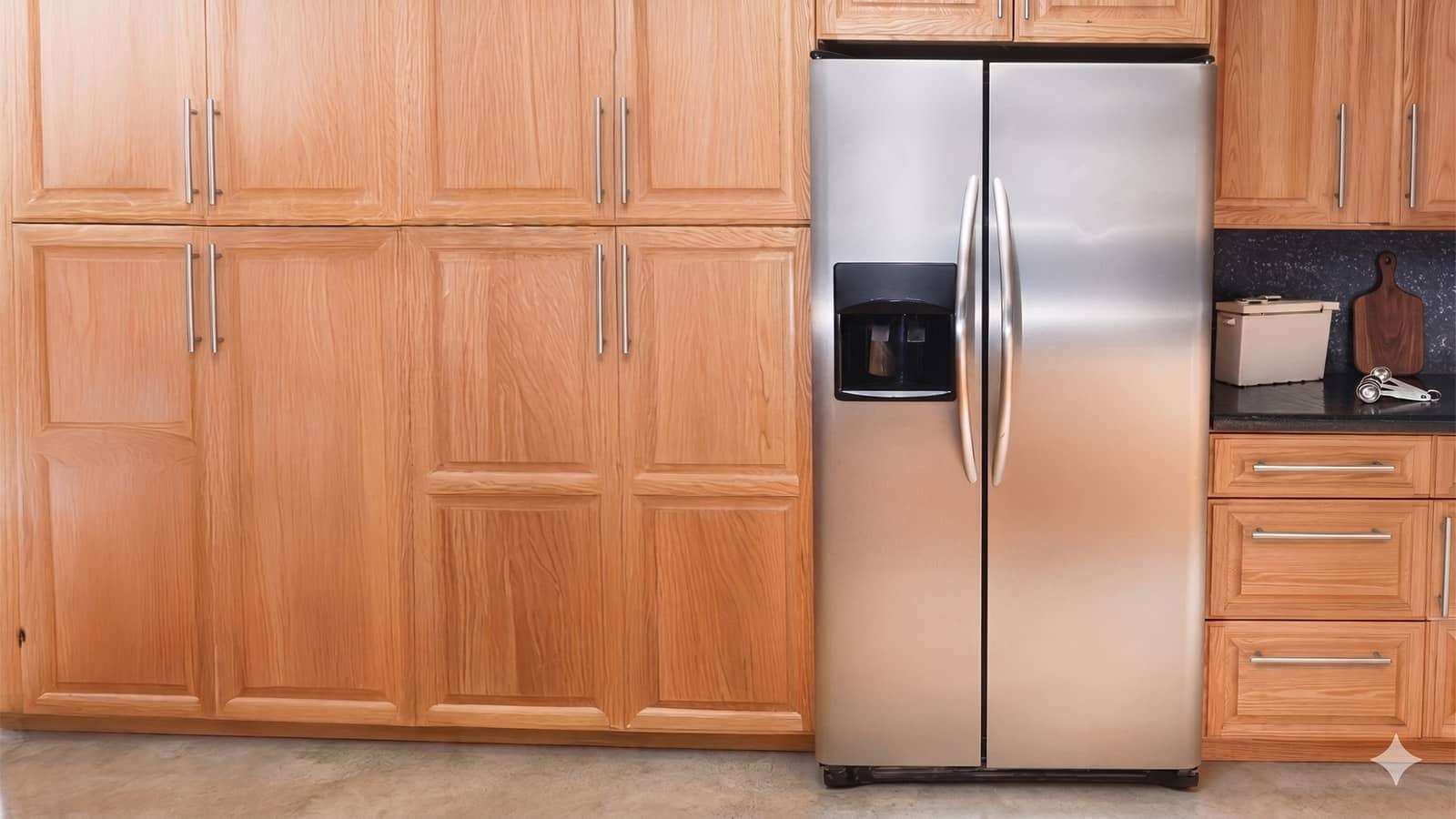 a refrigerator in a kitchen