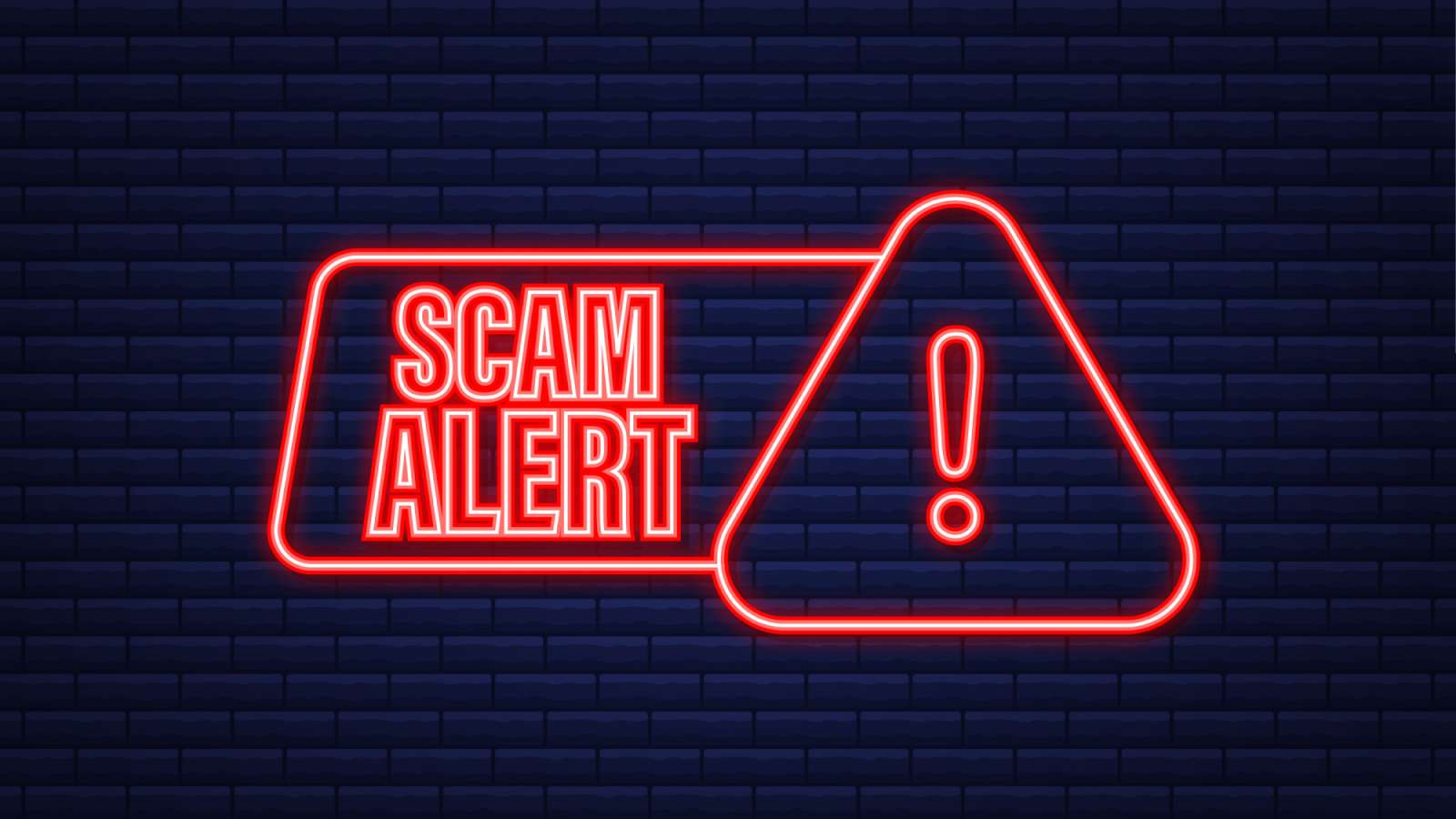 scam alert neon sign