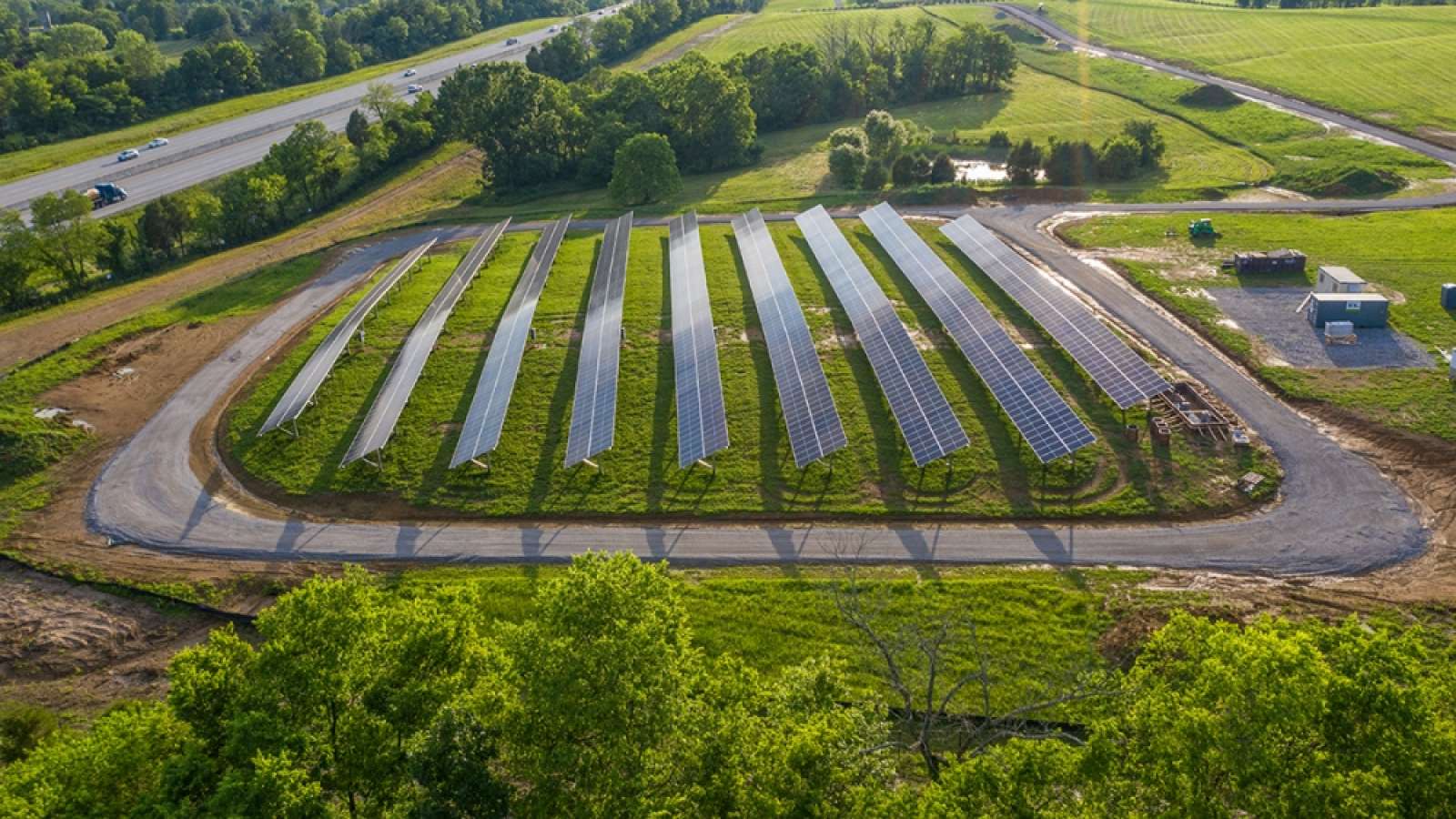 aerial view from the side of the first section of arrays