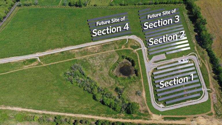 Aerial view rendering of future solar share construction