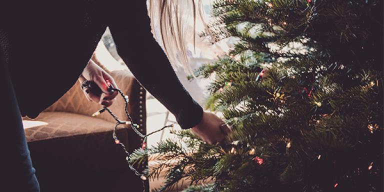 Putting lights on a tree