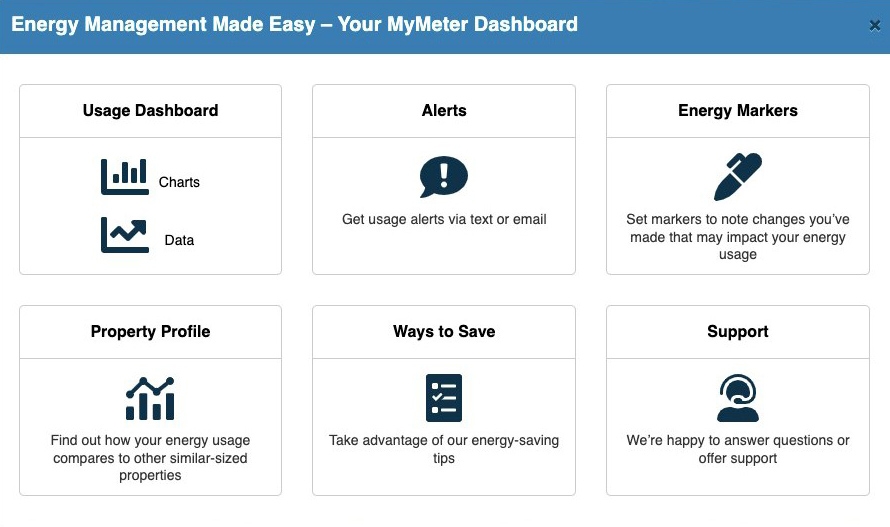 screen shot of MyMeter dashboard