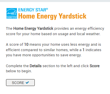 Home Energy Yardstick screen