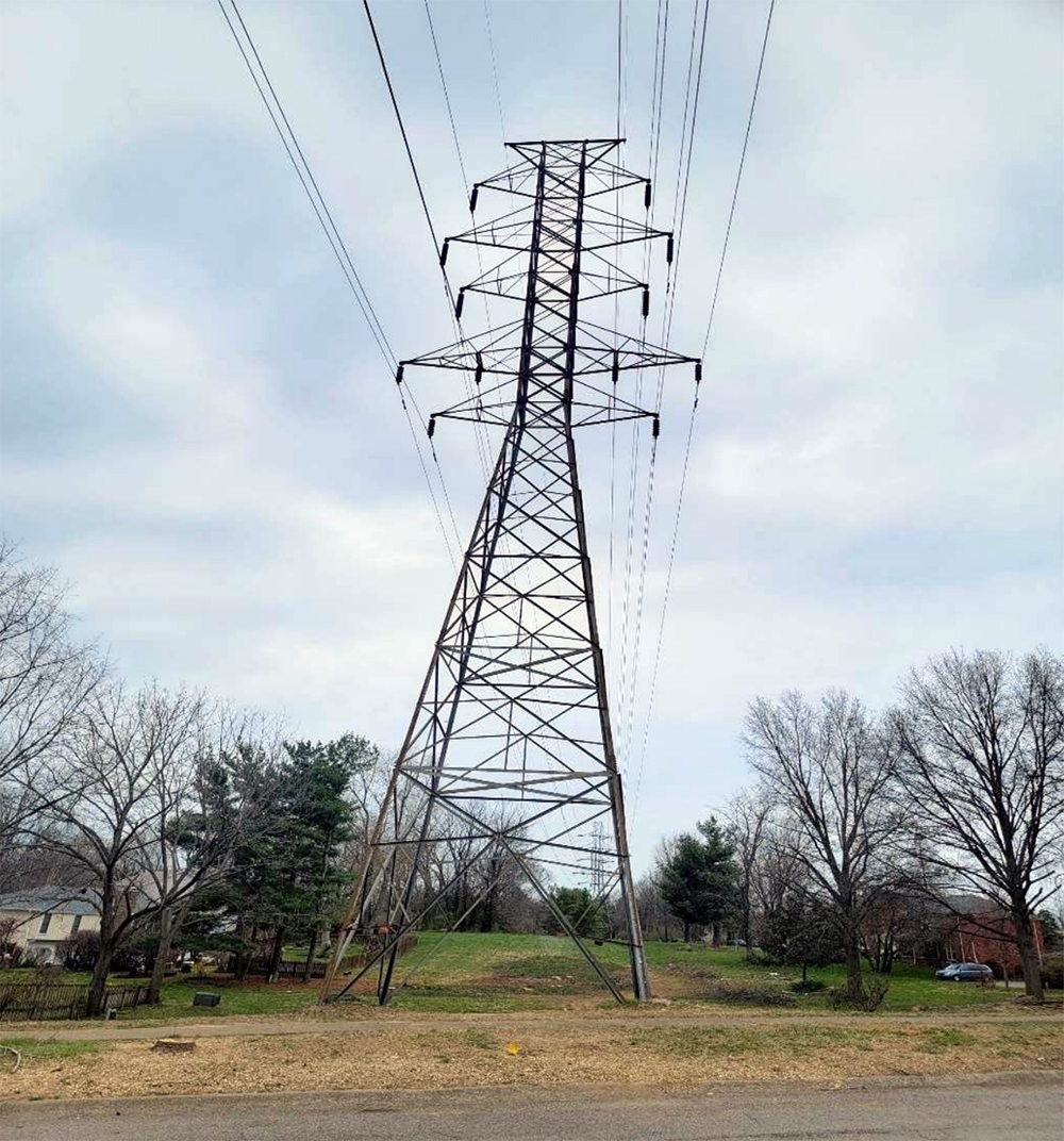 transmission tower after tree clearance